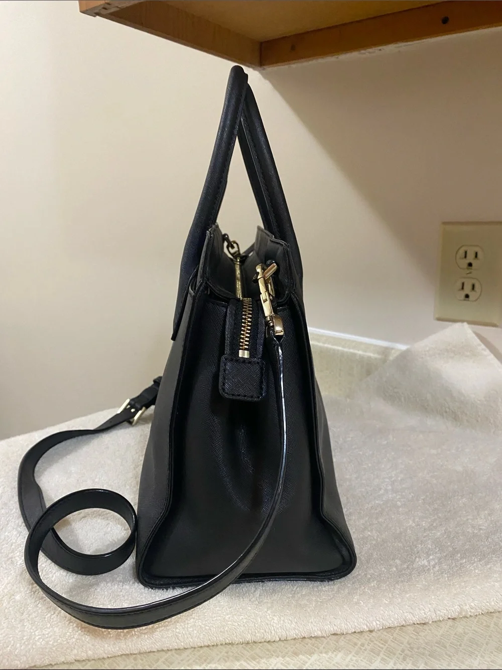 kate spade Black Saffiano Satchel with Crossbody Strap